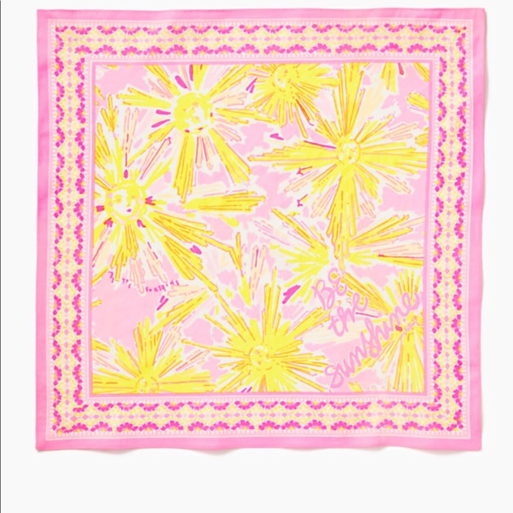 New Lilly Pulitzer Printed Scarf Multi Be The Sunshine cotton bandanna